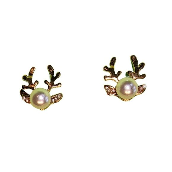 Christmas Pearl Deer Earrings For Women - Picture 5 of 5